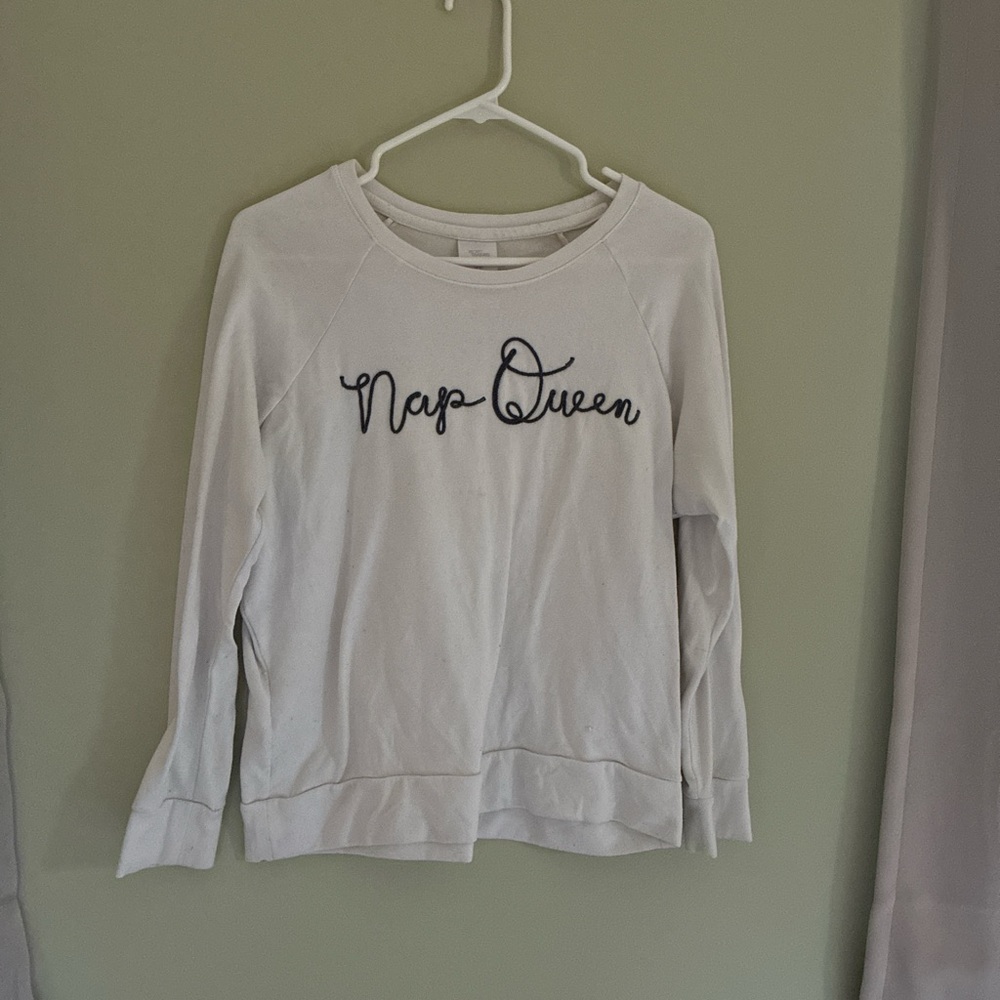 Secret Treasures Winter White Crewneck Sweatshirt with Purple Label
